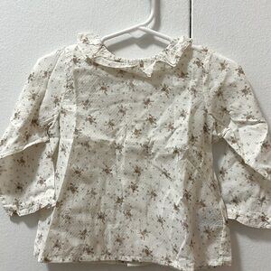Never worn, no tags Bonpoint shirt with floral pattern, back button closure 2T